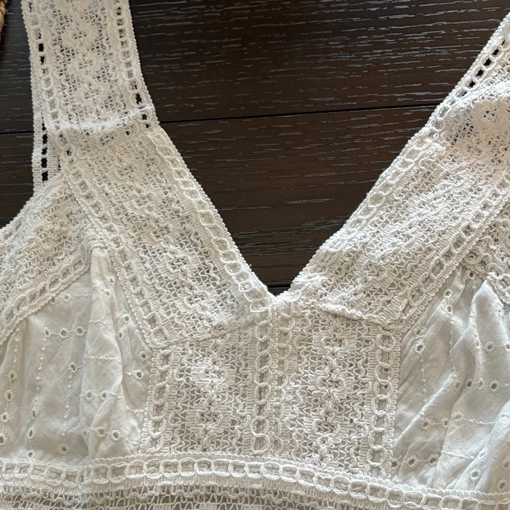 White Eyelet Sleeveless Cotton Sun Dress - Picture 5 of 11